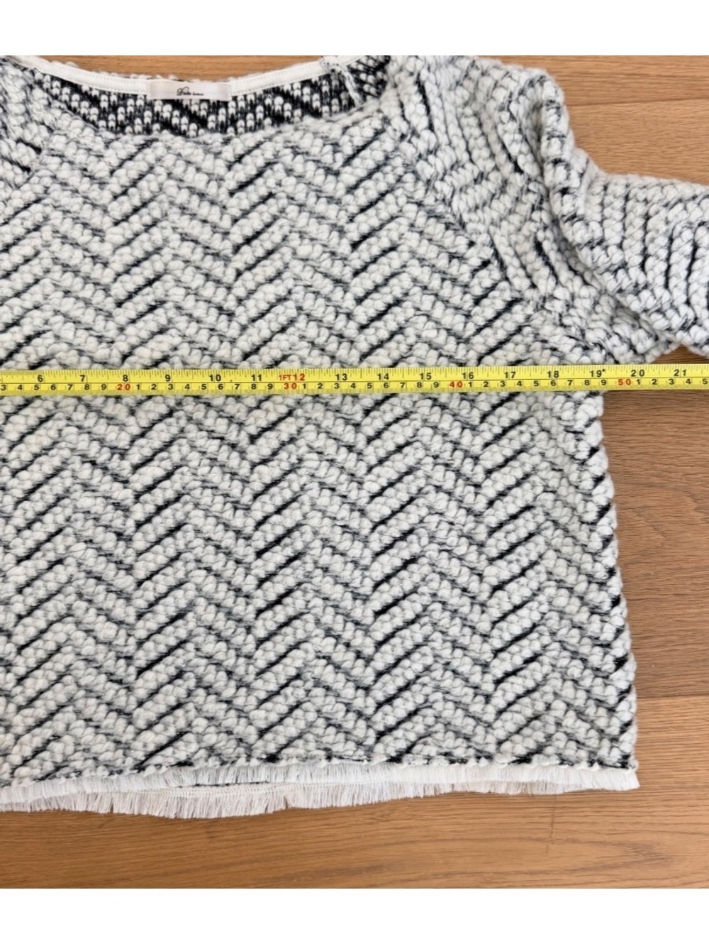 Droite Lautreamont Japan Wool Blend Boucle Knit Fringe Sweater Cream Black Sz 2 - Picture 5 of 6
